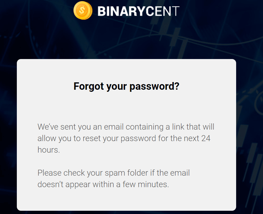 如何登录 Binarycent？忘了我的密码